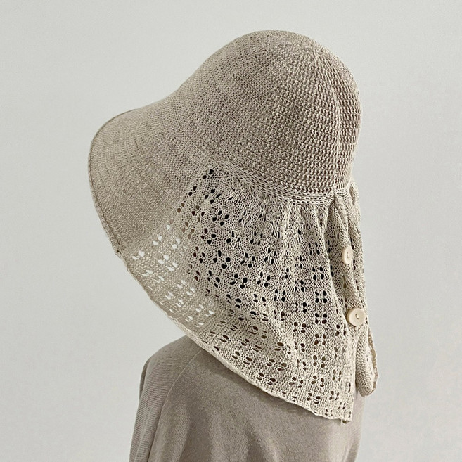 [햇빛가리개] 넓은 챙 여성 여름 자외선차단 목 가리는 물놀이 니트 벙거지