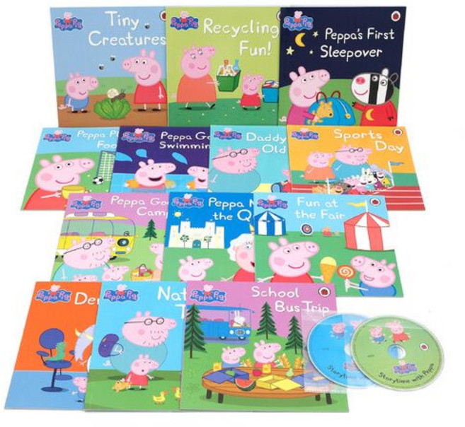 영문 영어 유아 도서 Peppa Pig BookCD 페이퍼백 13종 세트 Paperback CD 영국판 13권 Audio 2장 스토리 리딩 TV시리즈 음원CD 1906425, 영문 영어 유아 도서 Peppa Pig BookCD 페