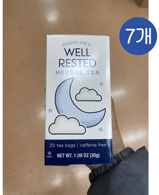 트레이더조 웰 레스트 허브티 카페인프리 티백 Trader Joe's Well Rested Herbal Tea, 7개, 20개입