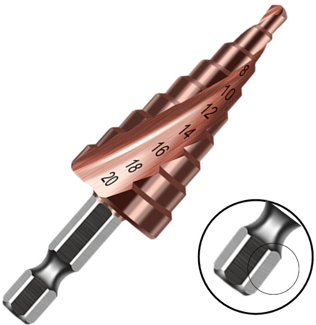 Tinduo M35 스텝드릴 스텝 기리 코발트포함 고경도 철강판 스테인레스전용, 4-20mm, 1개