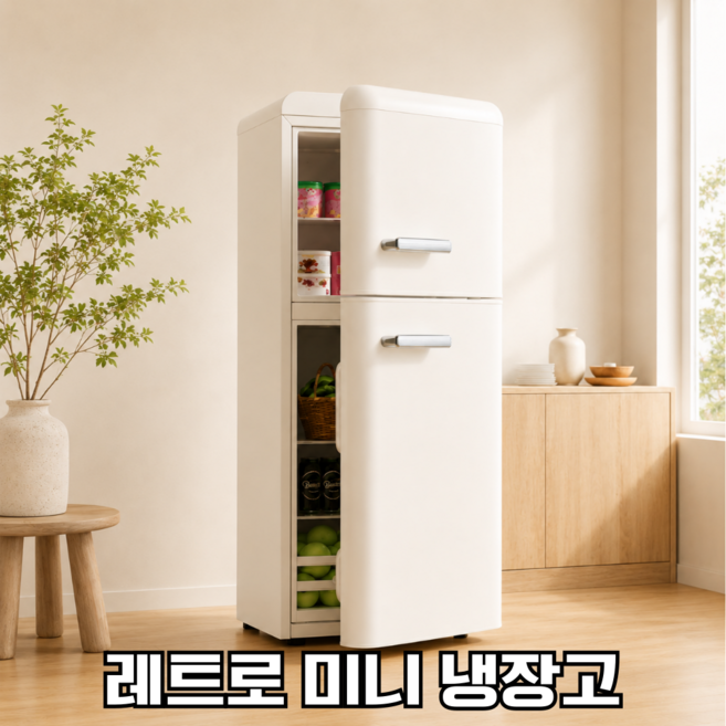 쿨리브 레트로 냉장고 미니 소형 감성 인테리어 디자인 원룸 사무실, 152L, 화이트