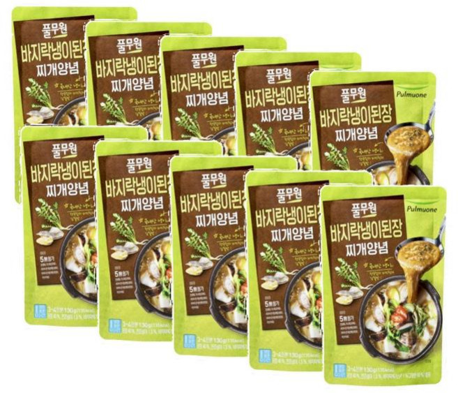 풀무원 바지락 냉이 된장찌개 양념, 10개, 130g