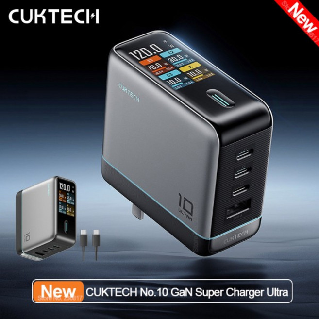 뉴CUKTECH No.10 GaN 슈퍼 충전기 울트라 AD1204U 120W 100 MAX 4포트 USB-C 샤오미 호환 삼성 호환 호환, 02 Add AU Adapter