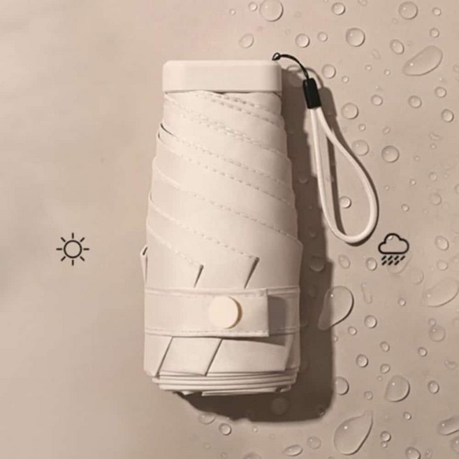 캡슐 초소형 3단우산 암막 미니 소형 우산 캡슐 파우치 크림색