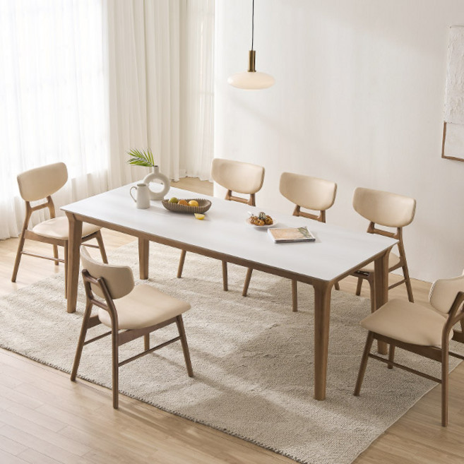 (1만원 할인쿠폰)스칸디아 멜리토 고강도 무광 포세린 통세라믹 식탁세트 1300/1400/1700/2000, 월넛, 04. 2000 6인세트(의자6)