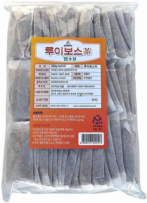 업소용 루이보스차 300g (5g-60포) 볶은 보리차 옥수수차 대용 루이보스티, 60개입