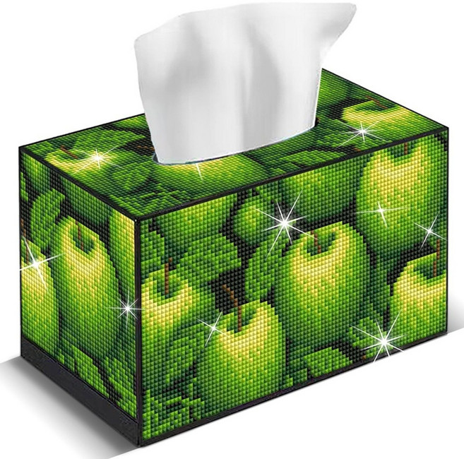 호우맘 보석십자수 휴지케이스 취미 각티슈케이스 집들이선물, 1개, HM-04 사과