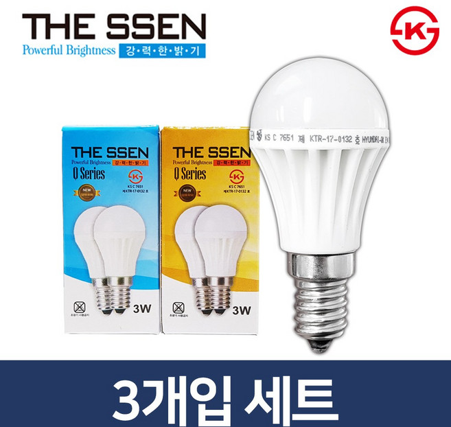 더쎈 LED 미니크립톤 전구 3W E14, 전구색, 3개