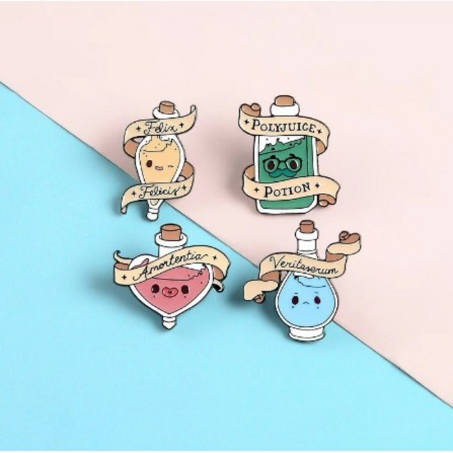 마법의 사랑 물약 브로치 핀 옷깃 뱃지 셔츠 가방 연인 우정