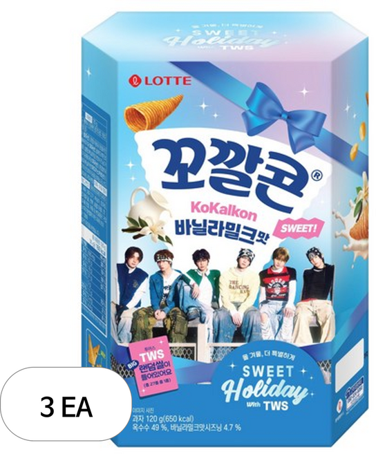 꼬깔콘 바닐라밀크맛, 3개, 120g