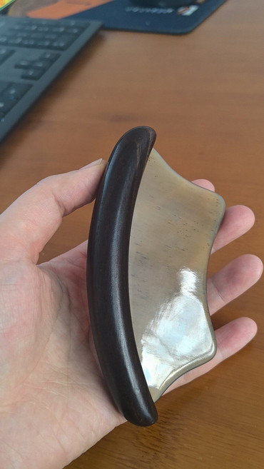 檀木 牛角 刮痧板 面部 身體 按摩, 1個, 如圖所示