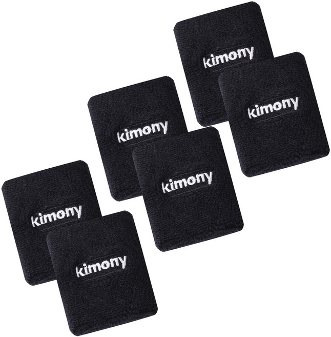 키모니 손목밴드 세트 스포츠 러닝 배드민턴 타월 땀흡수 손목아대, 블랙, 6개