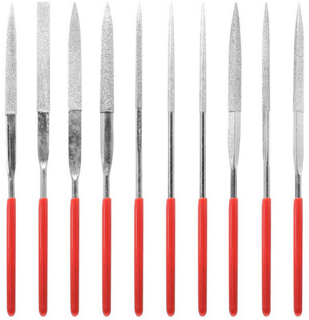 tinduo 다이아몬드 야스리 줄 세트 10종 140mm 평형 사타형 연마 공구 세트 은색, 1세트