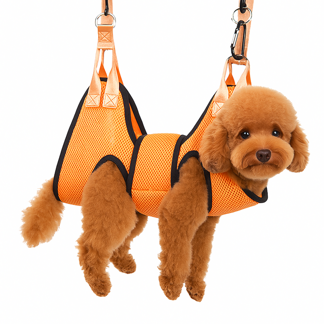 바람펫 강아지 고양이 해먹 미용 거치대 M, 오렌지, 1개