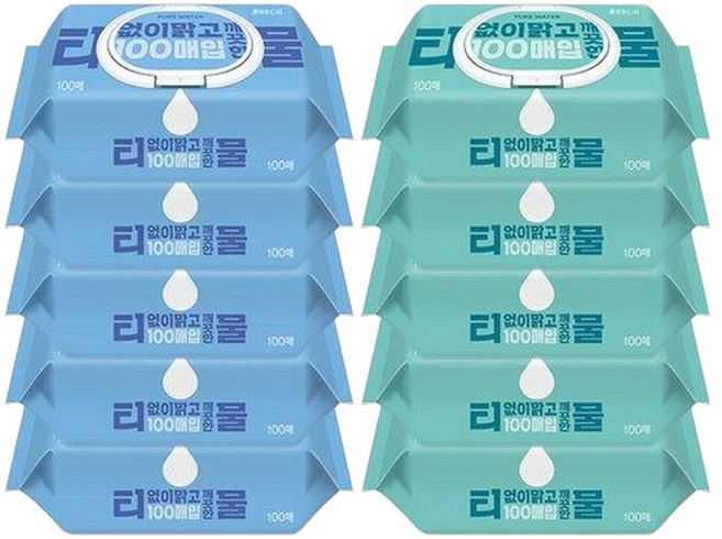 코디 티없이 맑고 깨끗한 물(캡) 물티슈 100매 10팩, 10박스