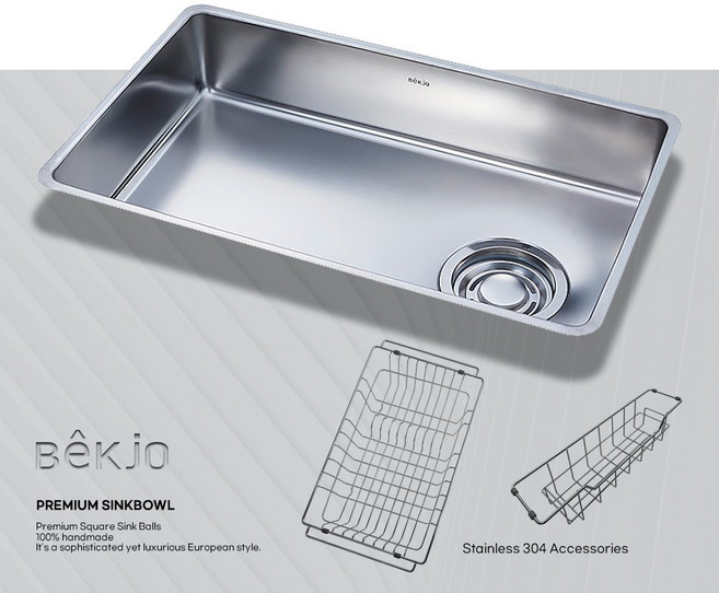 백조 사각 싱크볼 그랜드800 백조씽크 씽크볼 GD800 씽크대볼 교체, 그랜드800(좌배수구) + 바구니 2종 + 배수구, 1개