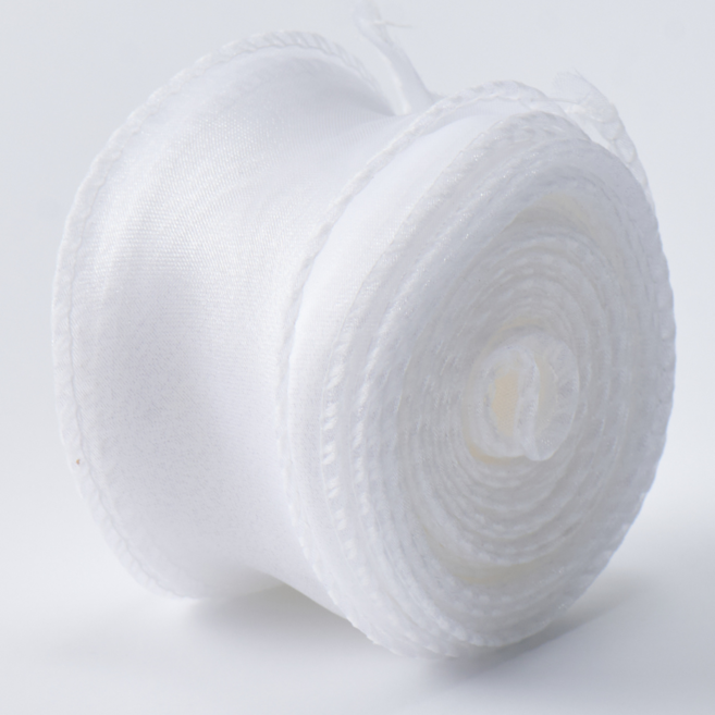 상일상회 선물 포장 리본 쉬폰 오간디 꽃다발 청첩장 끈 4cm, 화이트, 9m, 1개