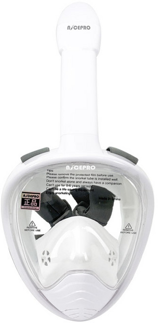 나이스프로 풀페이스 스노쿨링 마스크 스노쿨링 세트, 화이트