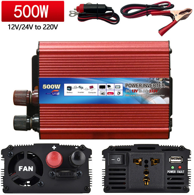 逆變器 修正波車載逆變器110v220V電源轉換器 鋰電便攜, 24伏直流電源。,420瓦/1000瓦, 1個