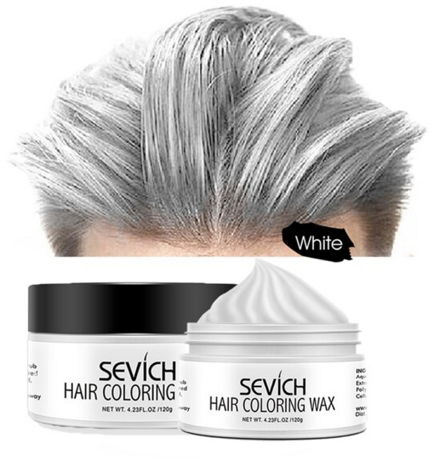 컬러 헤어 왁스 스타일링 염색 클레이 그레이 임시 일회용 패션 축제 몰딩 축하 컬러링 머드 크림 120g, [07] White, 1개
