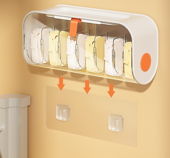 무타공 투명 수납함 욕실정리함 생리대보관 양말수납장 속옷수납장 수영복정리 양말통 속옷서랍, 1개