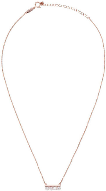 타사키 쁘띠 밸런스 18K 로즈 골드 아코야 펄 앤 다이아몬드 네크리스