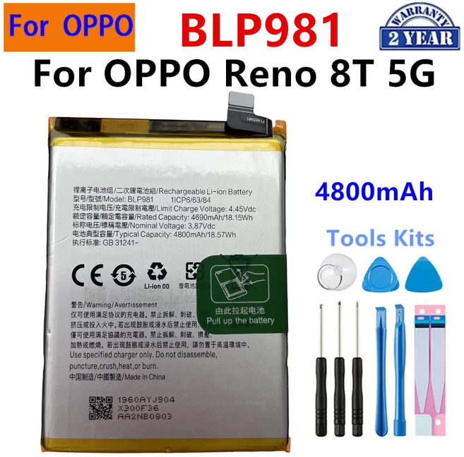 BLP895 BLPB43 배터리 (원플러스 오포 리노 2 4Z 5F 8T 7SE 11F 13 Pro 용), 02 Reno 8T 5G