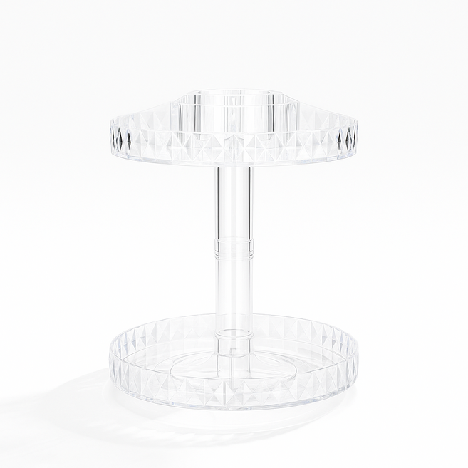 360도 회전 화장품 정리대 투명 메이크업 타워 수납 트레이 화장품선반 보관함