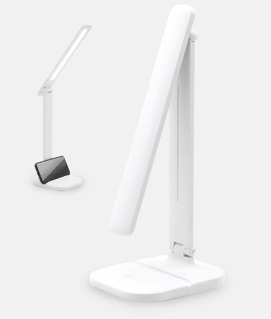 더코모스 LED 스탠드 터치 유/무선 겸용 접이식 심플 스탠드, 화이트, 1개
