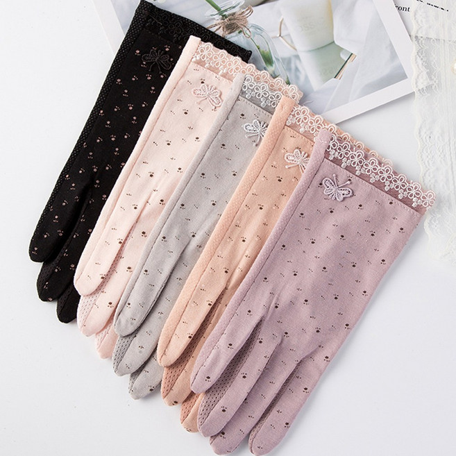 SINPAID 여성 여름 장갑 자전거 반장갑 운전 여자 등산 손가락 터치 자외선차단, 아이보리, 1개