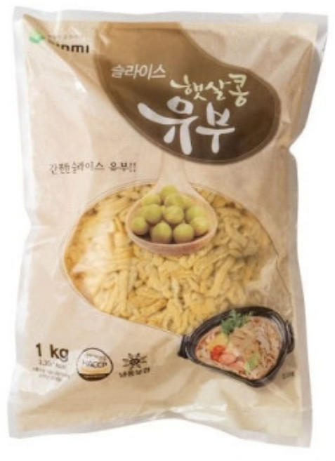 햇살콩 슬라이스 유부 1kg - 신미식품 Haccp 인증 (아이스박스+냉매 포장) (하루 배송 99%), 1개