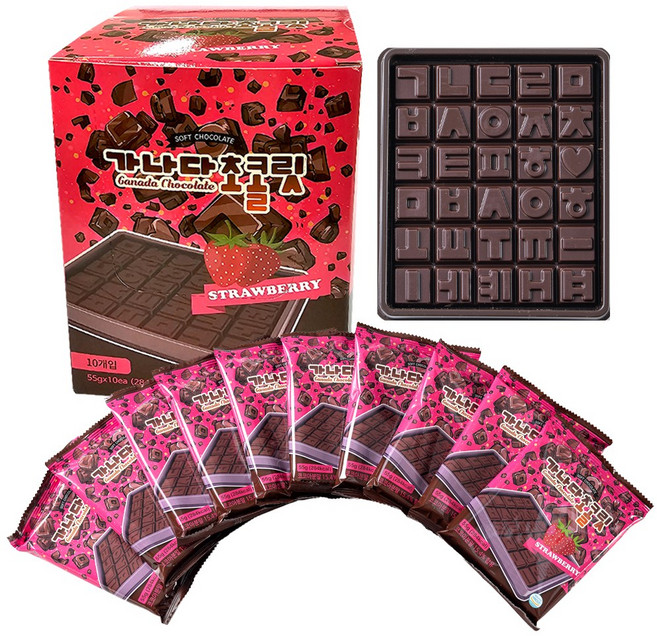 가나다 초콜릿 딸기맛 초콜릿세트 개별포장, 10개, 55g