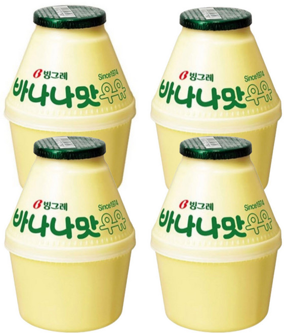 (냉장우유)빙그레 단지 바나나맛우유, 바나나우유, 4개, 240ml