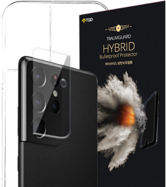 TGD 트라움가드 갤럭시 울트라 S21 시리즈 풀커버 방탄 액정보호필름 전면2장+카메라강화유리1장, 1개