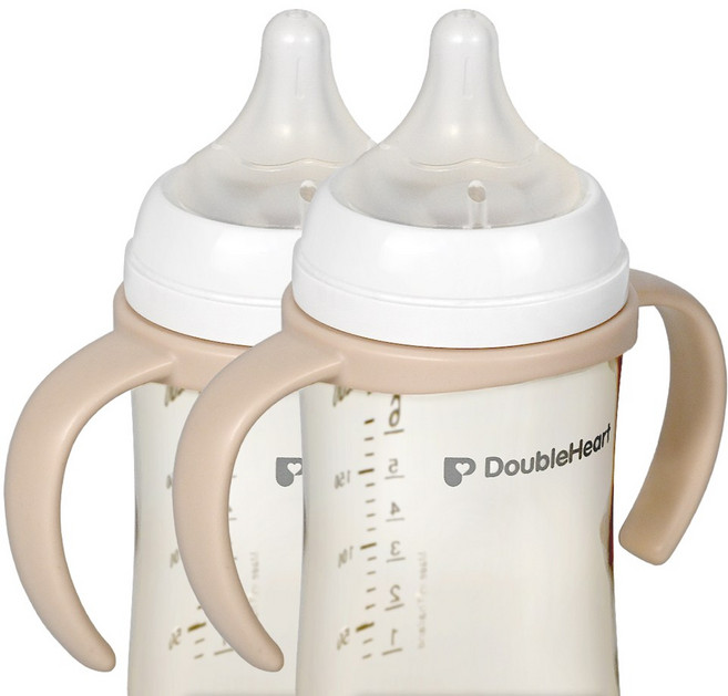 순수아 젖병손잡이/고급형 (더블하트 3세대 젖병 호환), 젖병손잡이 고급형-베이지 2개, 1세트