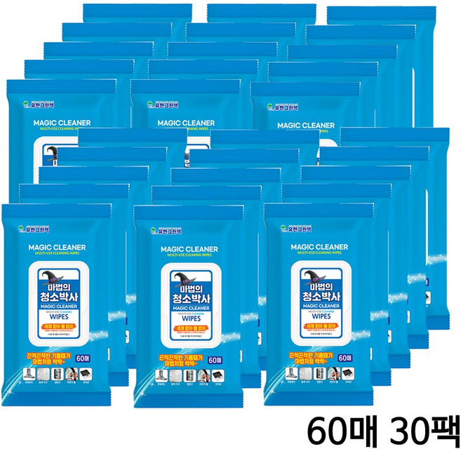 인터샵 마법의 청소박사 캡형 60매 1박스 [30팩] 세정티슈 청소 물티슈 찌든때제거 만능크리너, 30개