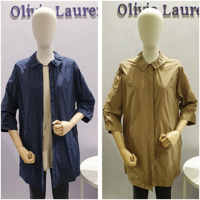 올리비아 로렌 가벼운 주름밴드 카라 홑겹 간절기 가을 남방형 트렌치 자켓