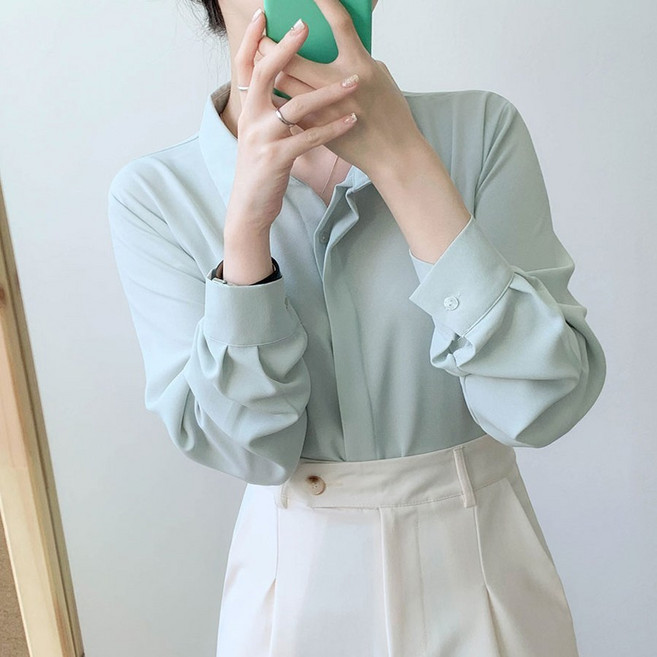 재구매최고 / 3만장돌파 데일리 링클프리 히든버튼 긴팔 블라우스 IT7810