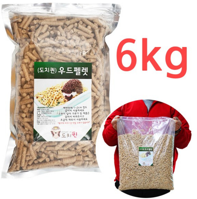 도치퀸 고슴도치 화장실용 우드펠렛, 6kg, 1개