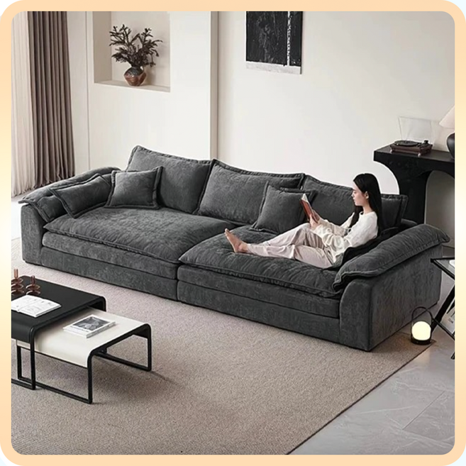 에슬롱 포근한 패브릭 천 소파 쇼파 3인용 4인용 북유럽 거실 라운지 인테리어, 블랙