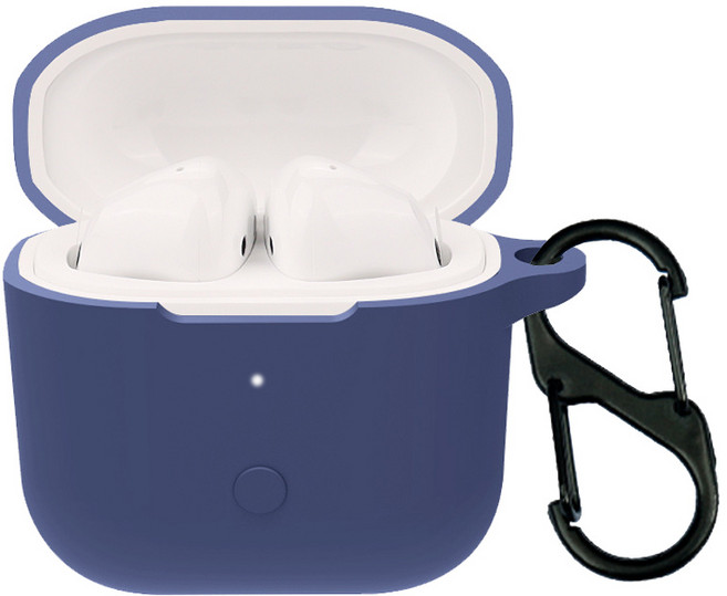 샤오미 레드미 버즈3 컬러 슬림핏 일체형 케이스 + 카라비너, NAVY, 1개