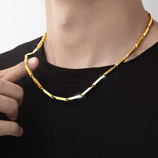 18k 특수 압축 도금 목걸이 남성 남자 대나무육각