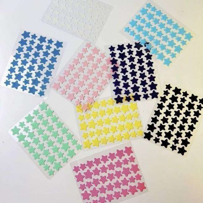 별여드름패치 메이크업소품 스티커 꾸미기 메컵소품, 1개, 옐로우+그린+블루+핑크+투명 400개