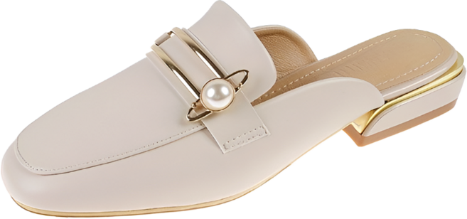 이뿌디 여성 쿠션 블로퍼 베이직 발편한 금속장식 뮬 슬리퍼 3cm