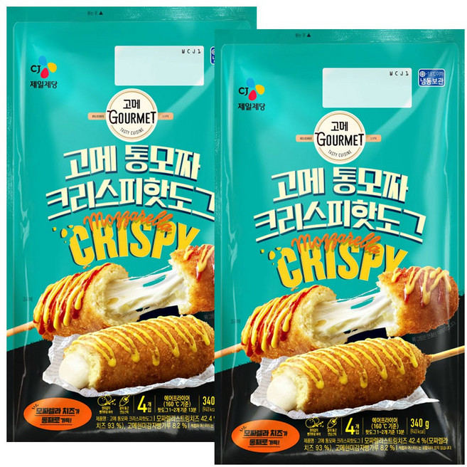 고메 통 모짜렐라 치즈 크리스피 핫도그, 2개, 340g