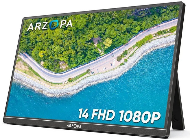 노트북트리플모니터 듀얼모니터 ARZOPA 휴대용 모니터 초박형 USB C HDMI 외장 세컨드 스크린 맥 노트북 PC 스위치 PS4/5 Xbox용 14.0 인치 1080P FHD IPS, 없음, 1) A1 Gamut slim
