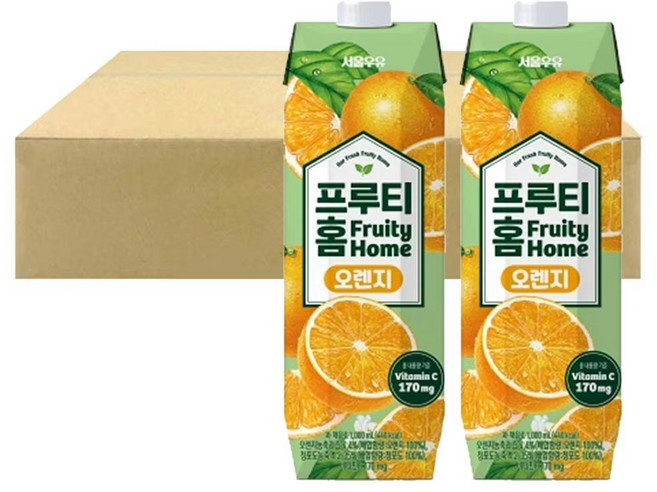 서울우유 프루티홈 오렌지, 1L, 9개