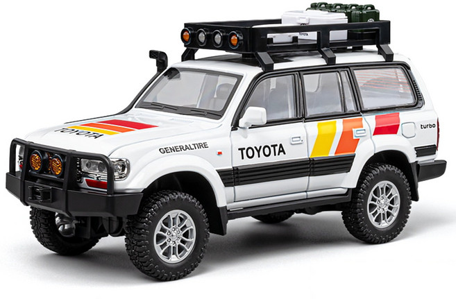 TOYOTA 토요타 랜드 크루저 LC80 클래식 오프로드 SUV 1대24 1:24 자동차 미니카 모형 다이캐스트, 화이트