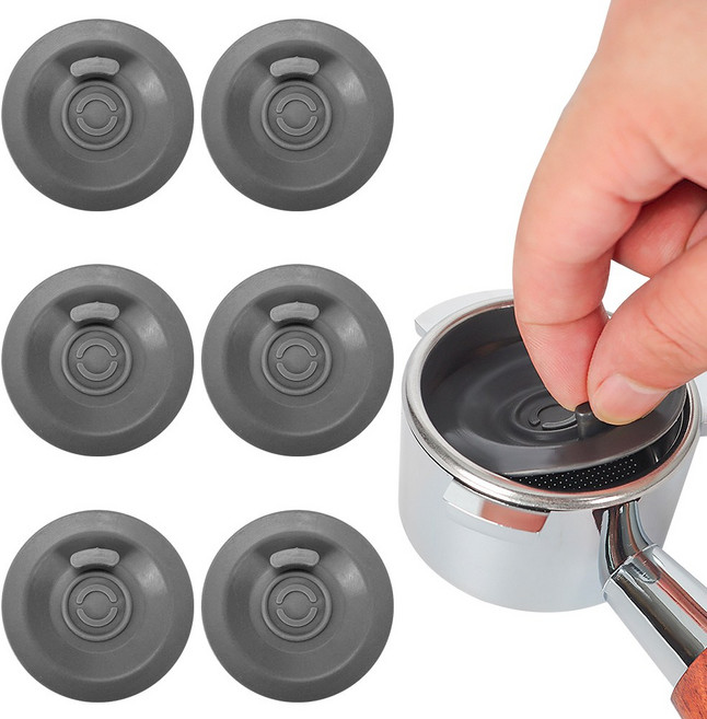 커피머신 실리콘 가스켓 청소용 에스프레소 클리닝 디스크 브레빌 청소용필터가스켓 핸들 세척 패드 54mm Breville 및 Sage 커피머신용 6개, 블랙