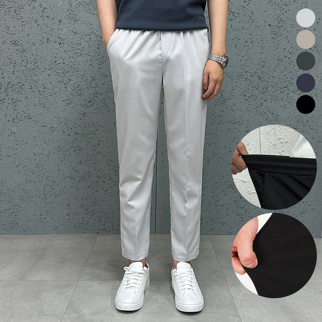 더맨쉽 남자 링클프리 스판 허리밴딩 슬랙스 정장바지 9부 10부 출근룩 데일리 S~3XL 빅사이즈 ABTCP16016